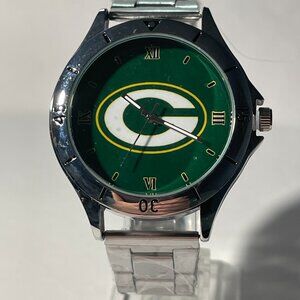 Green Bay Packers NFL Team Logo Men's Stainless-Steel Silver Watch NEW